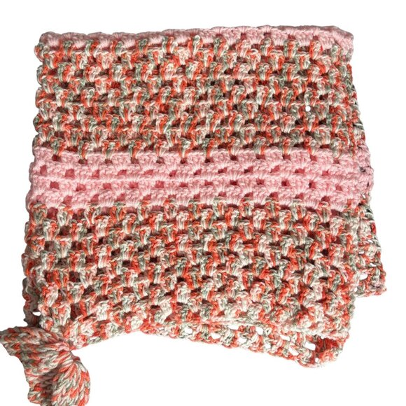 Handmade Crochet Baby Toddler Crib Blanket Beanie Hat Set Pink Multicolor NEW - Picture 3 of 4